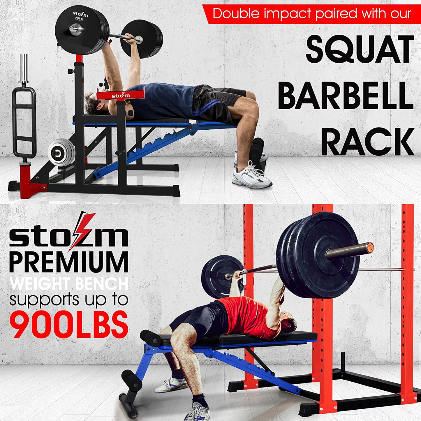 STOZM Adjustable Weight Bench / Utility Weight Bench with Foldable Design - Multi-Purpose Flat/Incline/Decline Bench for Home Gym (Cobalt) (UXT5)