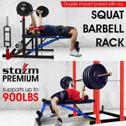 STOZM Adjustable Weight Bench / Utility Weight Bench with Foldable Design - Multi-Purpose Flat/Incline/Decline Bench for Home Gym (Cobalt) (UXT5)