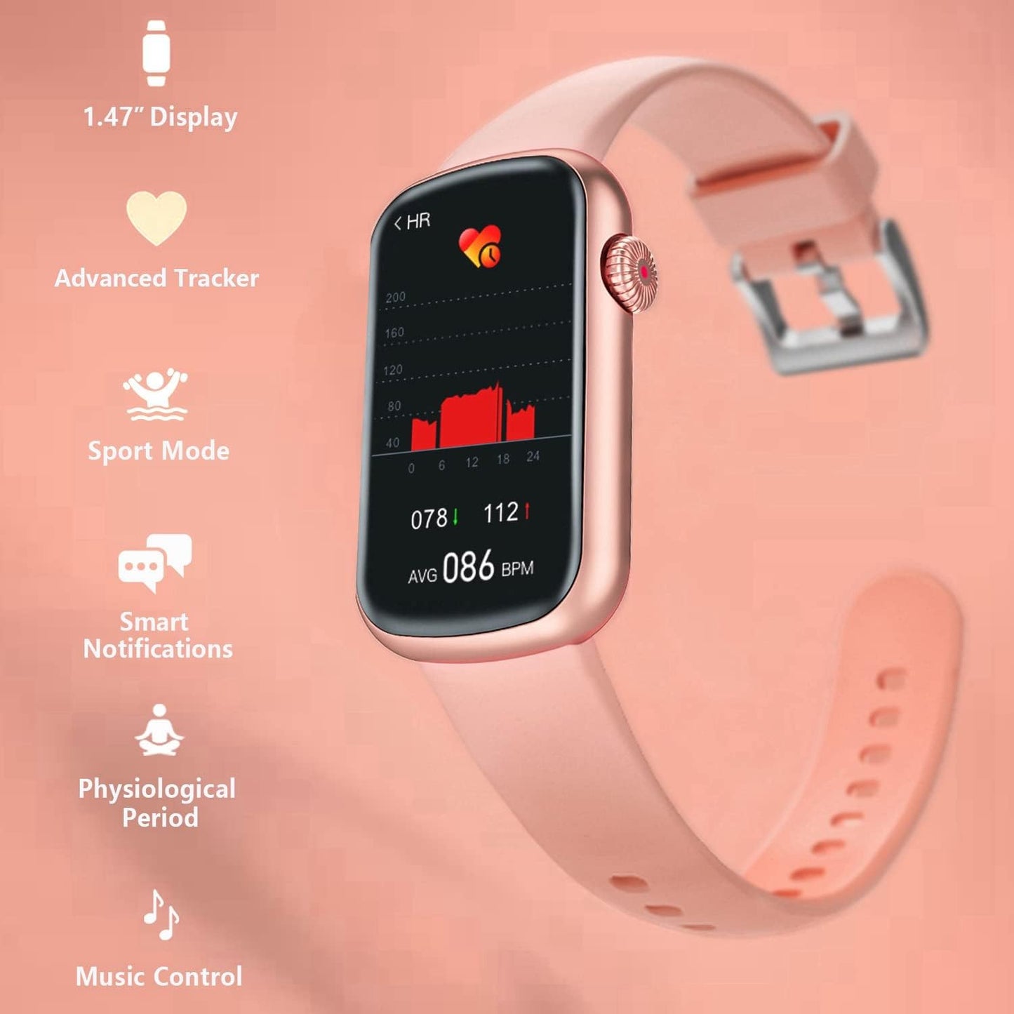 Morepro Fitness Tracker with Heart Rate Monitor, Blood Pressure Watch for Women, Waterproof Fitness Watch with Blood Oxygen Sleep Tracking, Activity Step Tracker Calorie Counter