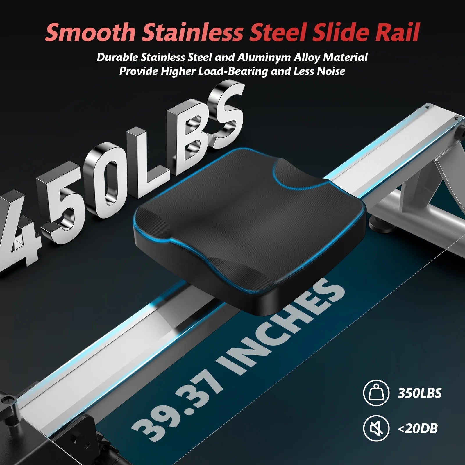 Dual Wind&Magnetic Rowing Machine 450Lbs Weight Capacity Foldable Exercise Rower Full Motion Air Rower Machine with Built-In Bluetooth App for Home Cardio Workout