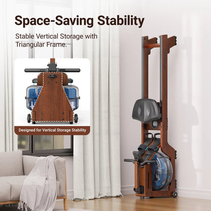 Water Rowing Machine for Home Use Solid Wood Rower with Pro Monitor,Newly Upgraded Seat Cushion,Easy Assembly, Bluetooth,App,Max 330Lb