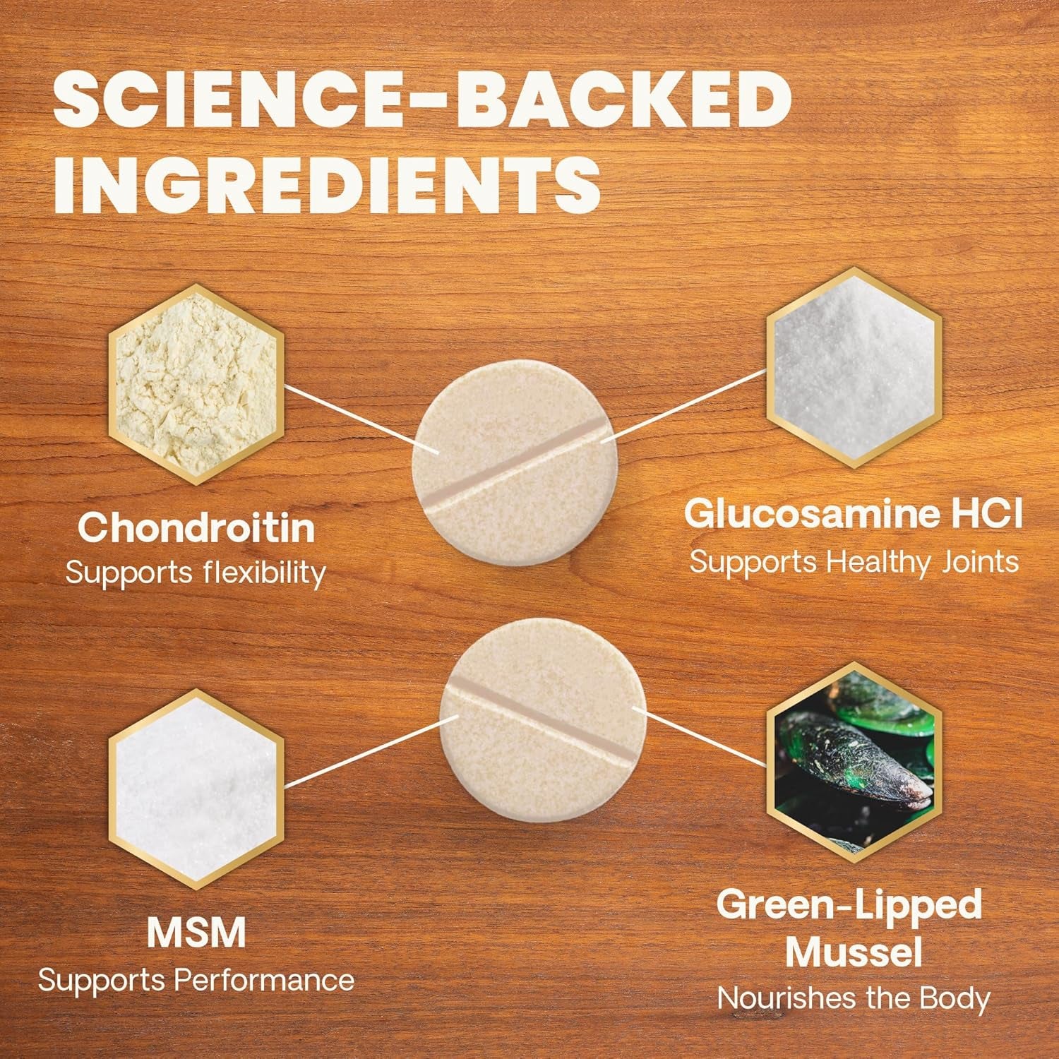 Vetriscience Ultimate Strength Healthy Hip & Joint Tablets, Glycoflex Glucosamine, Chondroitin & Green-Lipped Mussel Joint Support Supplement for Dogs, Soothe Joint Discomfort, 120 Chewable Tablets