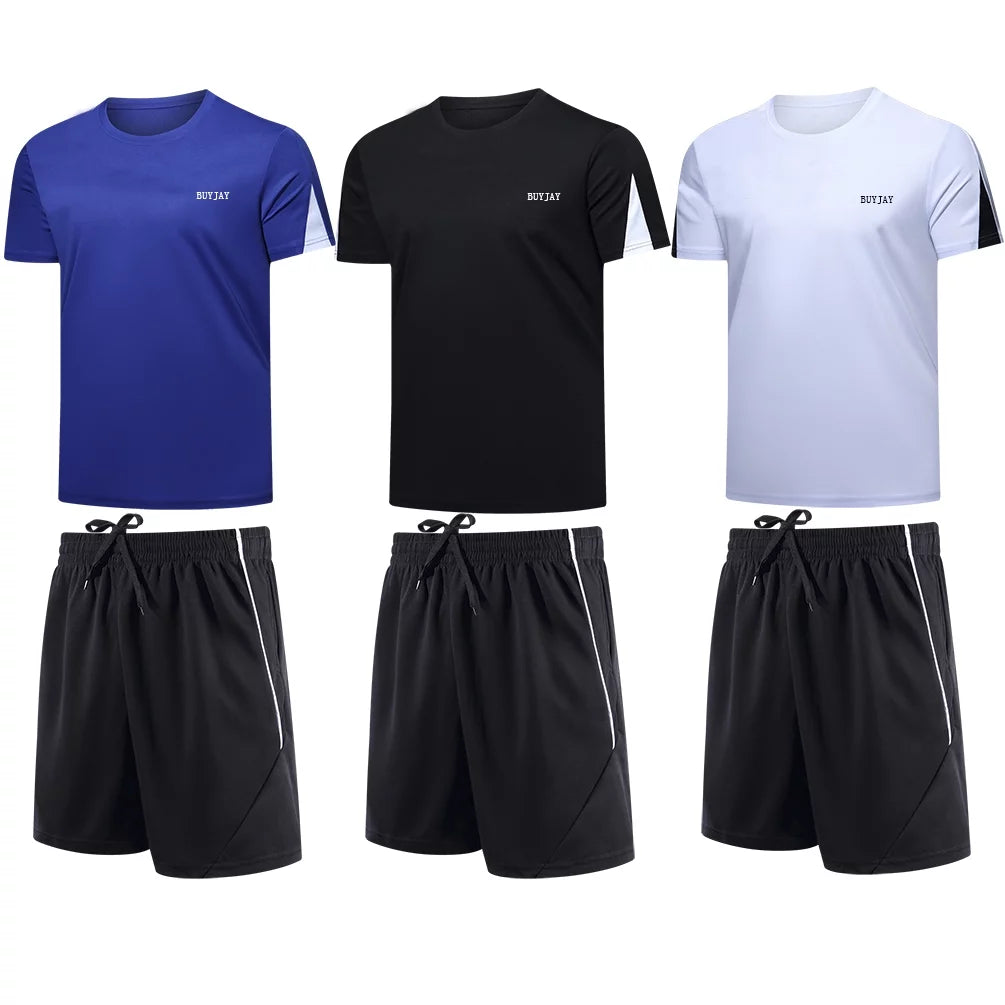3Pack Men'S Workout Set Gym Clothes Active Shorts Shirt Set for Running Basketball Football and Daily Life,Size S-3XL