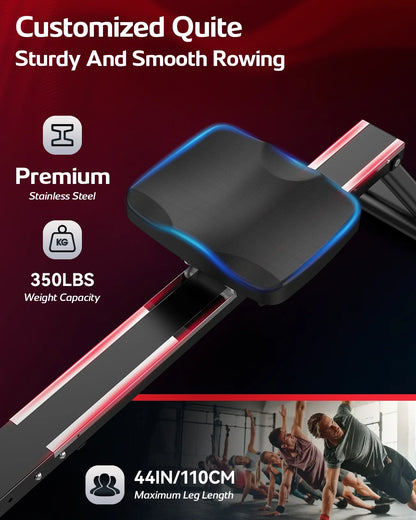 Build-In Bluetooth Water Rowing Machines Rower Foldable Indoor Rower Machines Home Exercise 350Lb