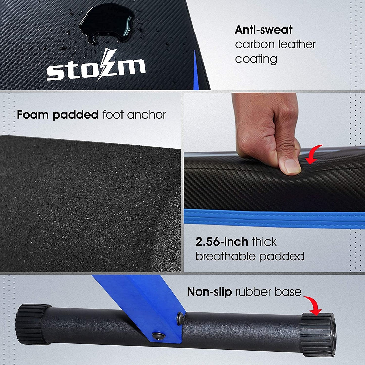 STOZM Adjustable Weight Bench / Utility Weight Bench with Foldable Design - Multi-Purpose Flat/Incline/Decline Bench for Home Gym (Cobalt) (UXT5)