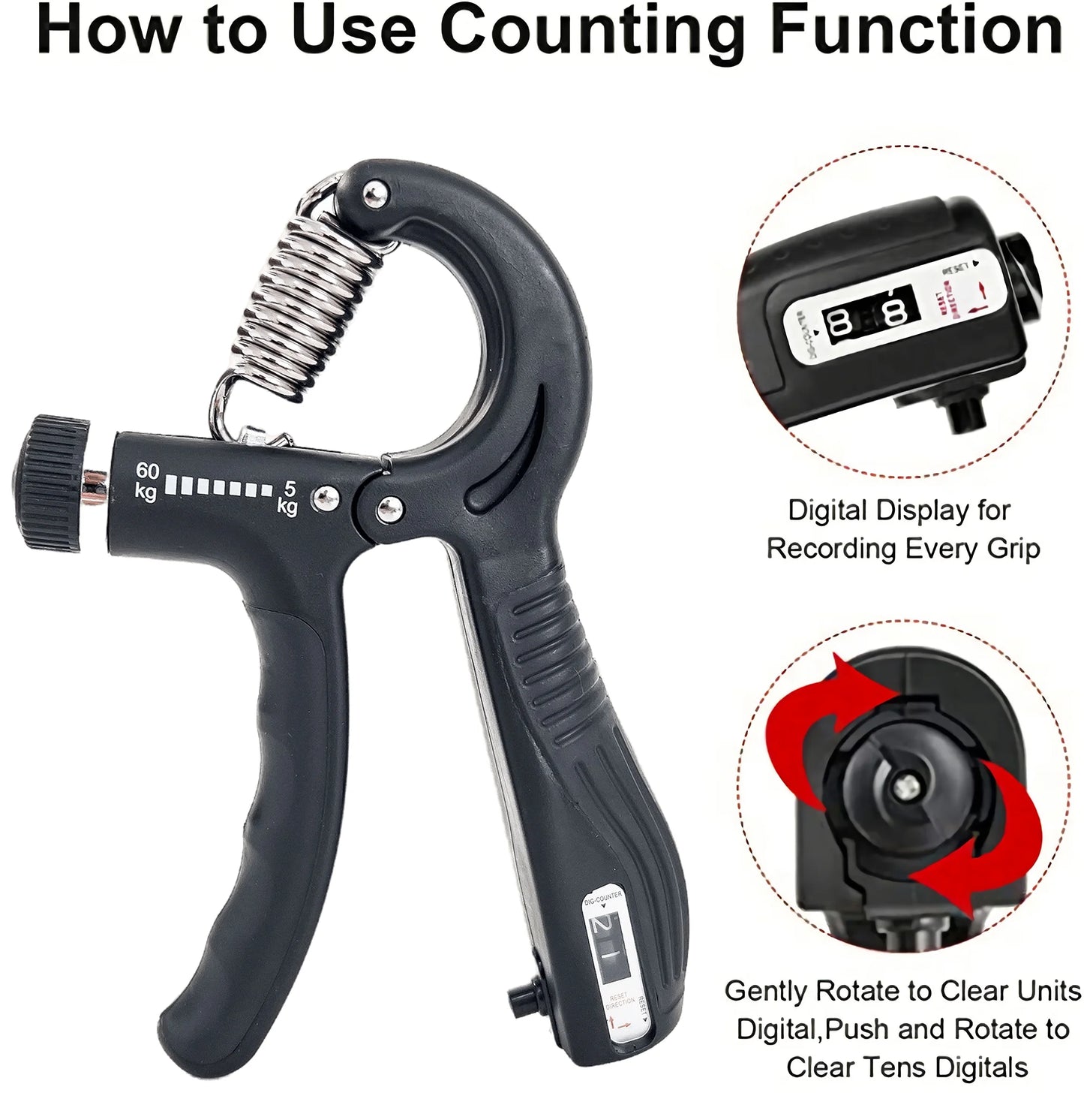 Hand Grip Strengthener 2 Pack, Adjustable Resistance 10-130 Lbs Forearm Exercisergrip Strength Trainer for Muscle Building