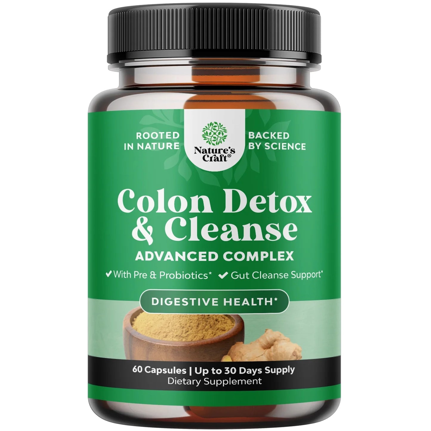 Colon Cleanser & Detox - Lactobacillus Acidophilus Probiotic Supplement Body Cleanse - Psyllium Husk Capsules Gut Health Supplement