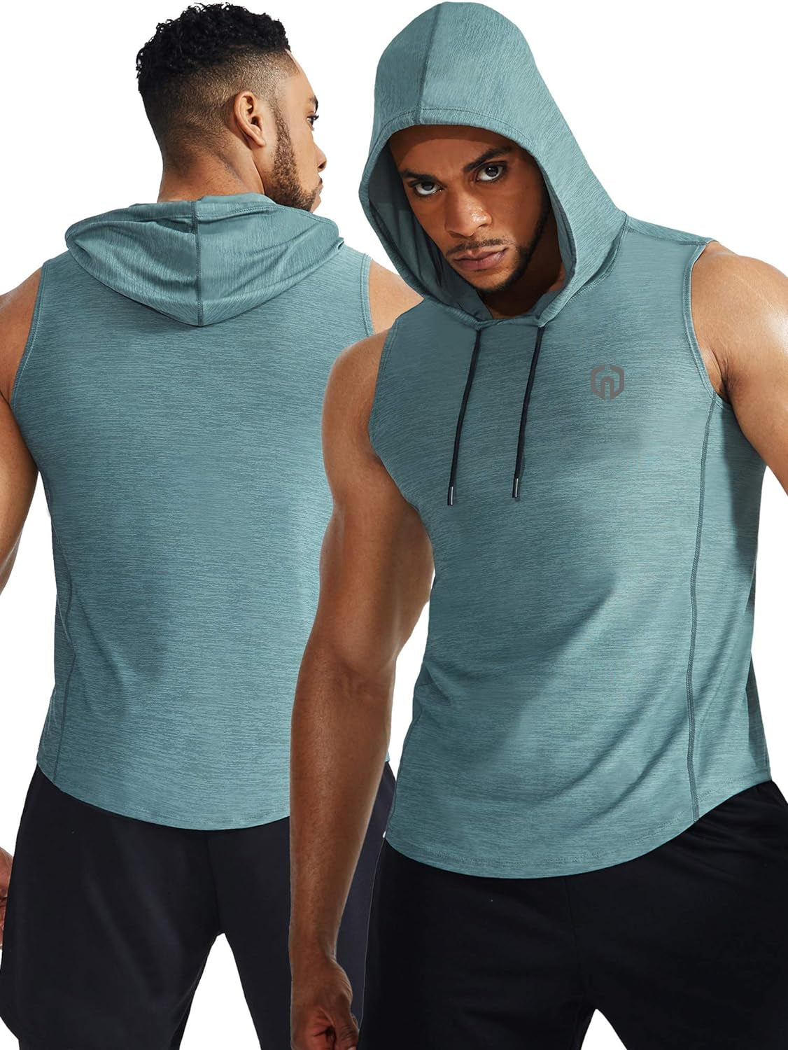 NELEUS Men'S 3 Pack Running Tank Tops Muscle Workout Athletic Shirts with Hoods,5067,Red/Light Green/Light Grey,Us 2XL,EU 3XL