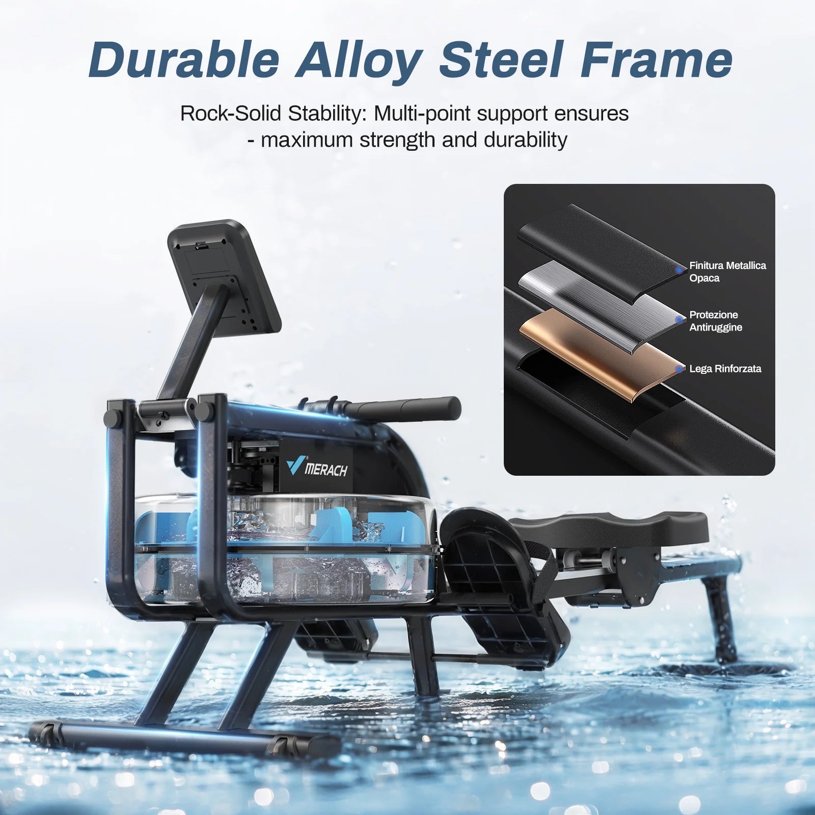 Rowing Machine 16 Levels of Quiet Resistance, Water Rowing with LCD Monitor, 350 Lbs Weight Capacity for Home Use