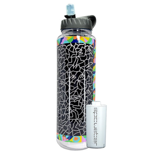 Epic Water Filters Nalgene OG Water Bottle with Filter, USA Made, BPA Free, Removes 99.99% Tap Water Contaminants, Forever Chemicals, Asta Art, 48 Oz