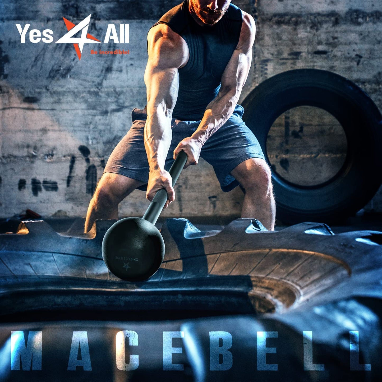 Yes4All Steel Mace Bell for Comprehensive Strength Training - Enhance Full Body, Muscle, Shoulder, Grip, and Forearm Workouts for Rehabilitation and Stretching, Available in 5, 7, 10, 15, 20, 25, and 30 lbs for Both Men and Women