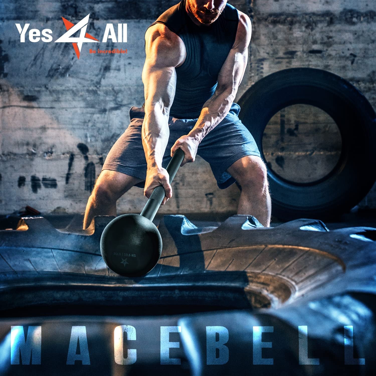 Yes4All Steel Mace Bell for Comprehensive Strength Training - Enhance Full Body, Muscle, Shoulder, Grip, and Forearm Workouts for Rehabilitation and Stretching, Available in 5, 7, 10, 15, 20, 25, and 30 lbs for Both Men and Women