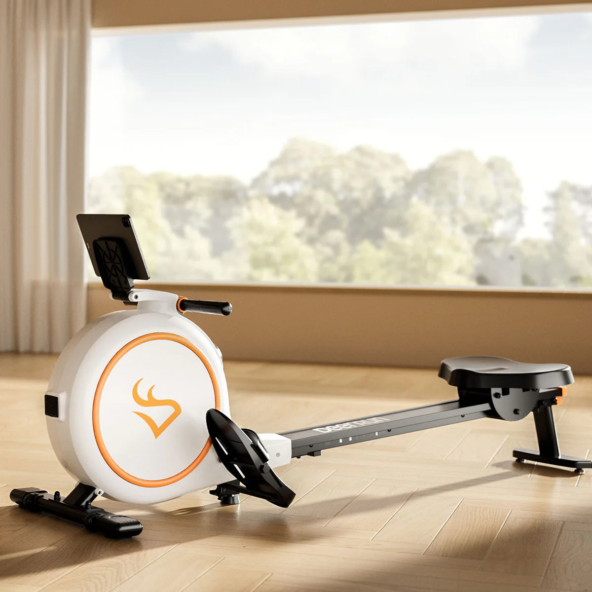 Deerrun RW600 Adjustable Magnetic Resistance Long Slide Rail Smart Rowing Machine with Pitpat