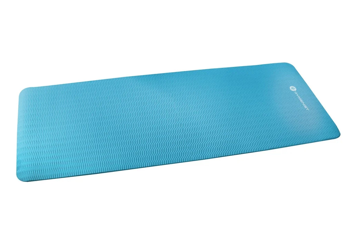 Thick Exercise Yoga Floor Mat Nbr 24 X 71 In., Great for Camping, Cardio Workouts, Pilates, Gymnastics, Carrying Strap Included (Light Blue)