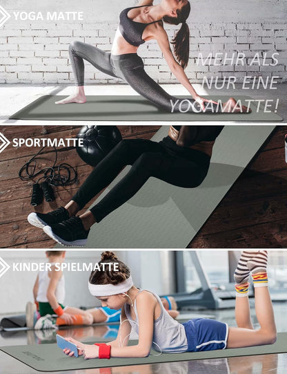 BEAUTYOVO Yoga Mat with Strap, 1/3 Inch Extra Thick Yoga Mat Double-Sided Non Slip, Professional TPE Yoga Mats for Women Men, Workout Mat for Yoga, Pilates and Floor Exercises