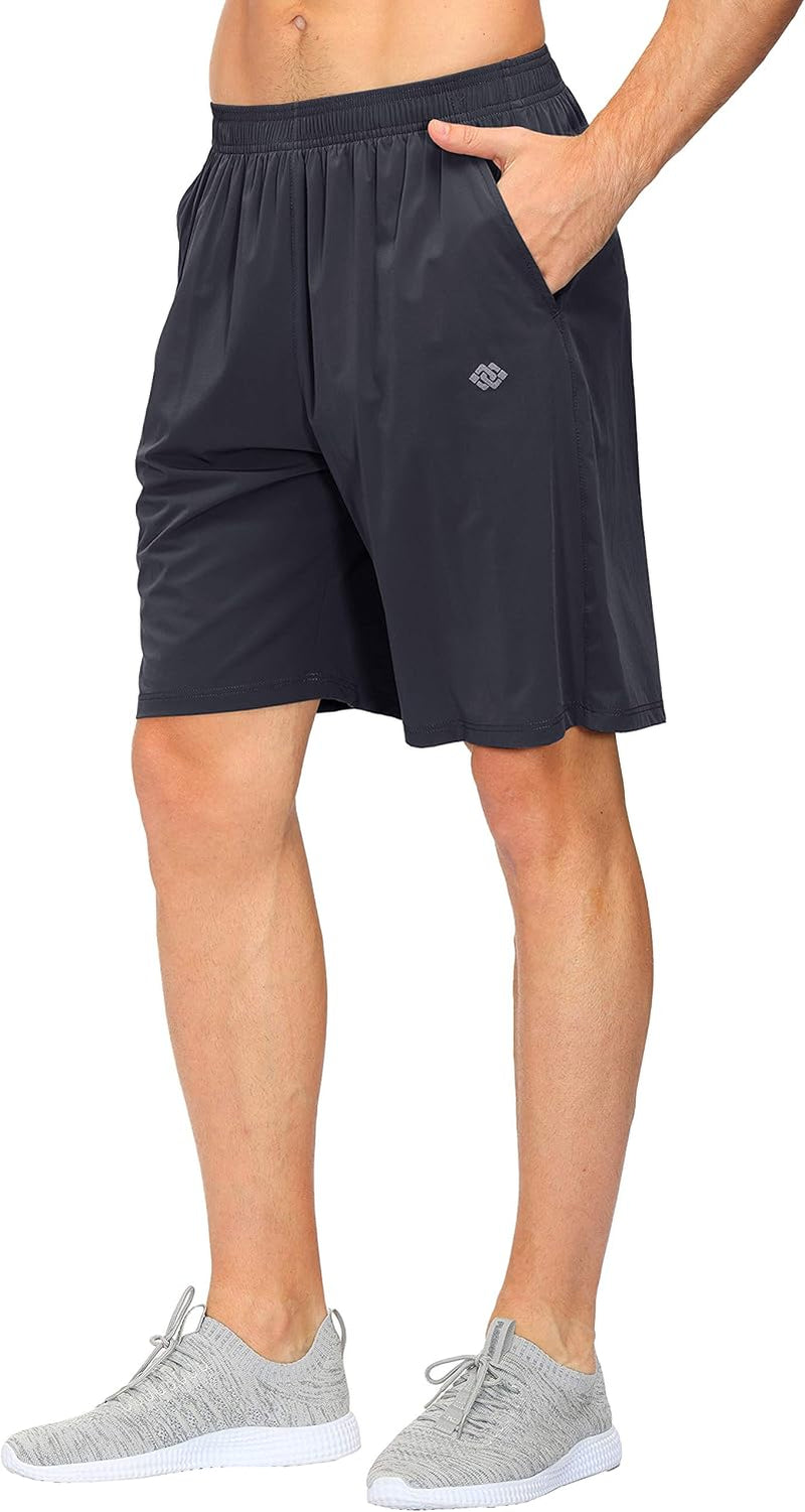 Mofiz Men'S Running Shorts Jogger Shorts Workout Lightweight Quick Dry Gym Shorts Casual Solid Deep Gray Size L