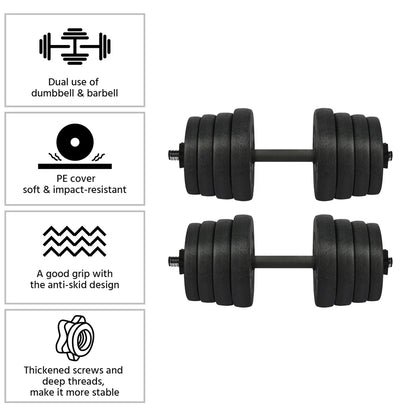 66 LB Dumbbell Set Training Lifting Dumbbells Weight Set,Black