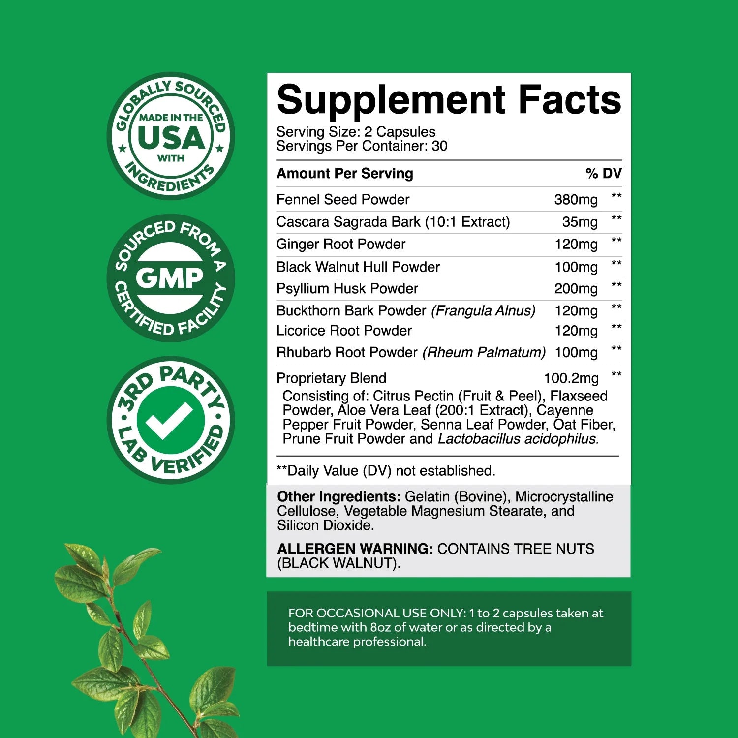 Colon Cleanser & Detox - Lactobacillus Acidophilus Probiotic Supplement Body Cleanse - Psyllium Husk Capsules Gut Health Supplement