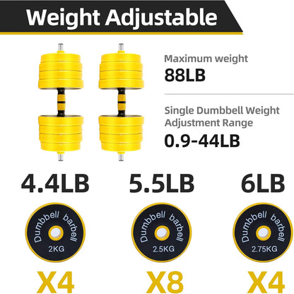 Professional Adjustable Dumbbell and Kettlebell Weight Set, 3-in-1 Barbell Weight System (20-40-50-70LB), Non-Slip, Versatile Design