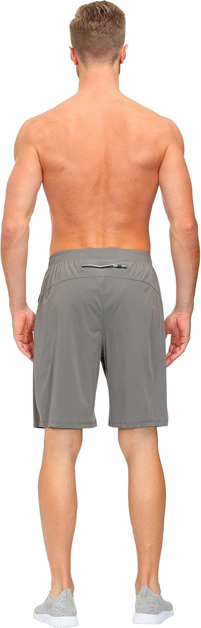 Mofiz Men'S Running Shorts Athletic Performance Shorts Gym Jogger Workout Shorts Zip Pockets Light Gray Size M