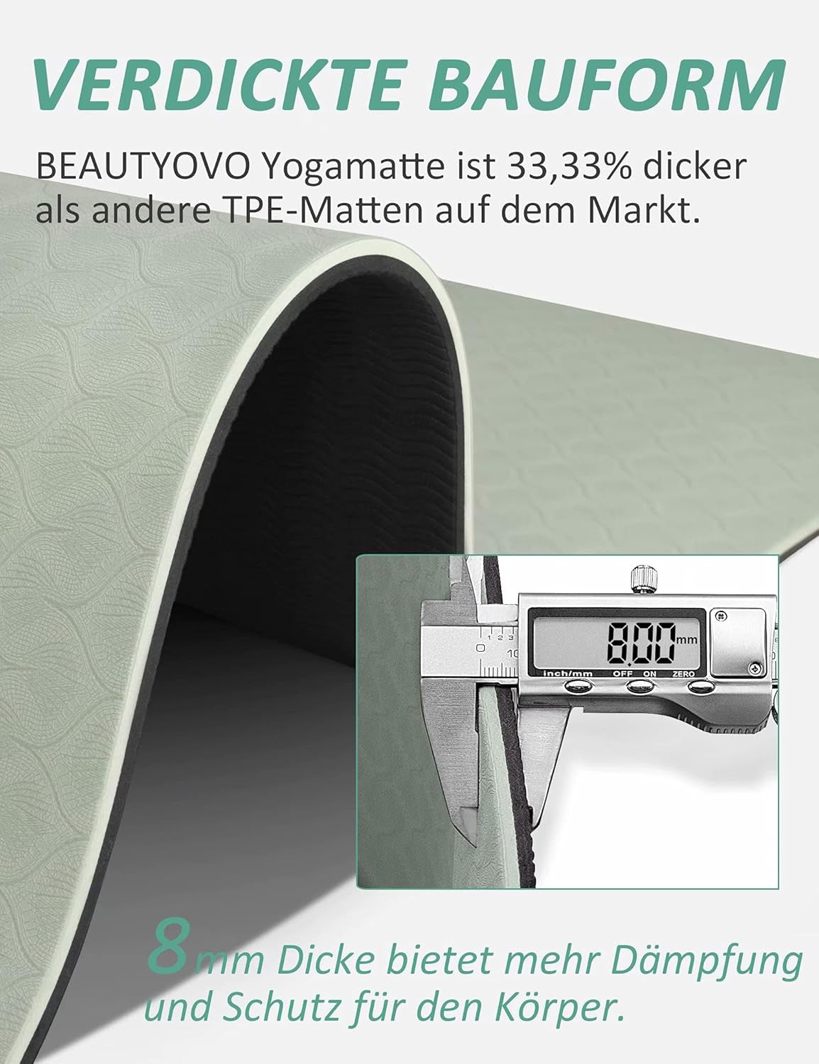 BEAUTYOVO Yoga Mat with Strap, 1/3 Inch Extra Thick Yoga Mat Double-Sided Non Slip, Professional TPE Yoga Mats for Women Men, Workout Mat for Yoga, Pilates and Floor Exercises