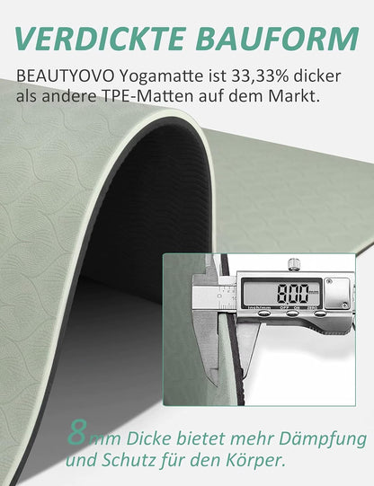 BEAUTYOVO Yoga Mat with Strap, 1/3 Inch Extra Thick Yoga Mat Double-Sided Non Slip, Professional TPE Yoga Mats for Women Men, Workout Mat for Yoga, Pilates and Floor Exercises